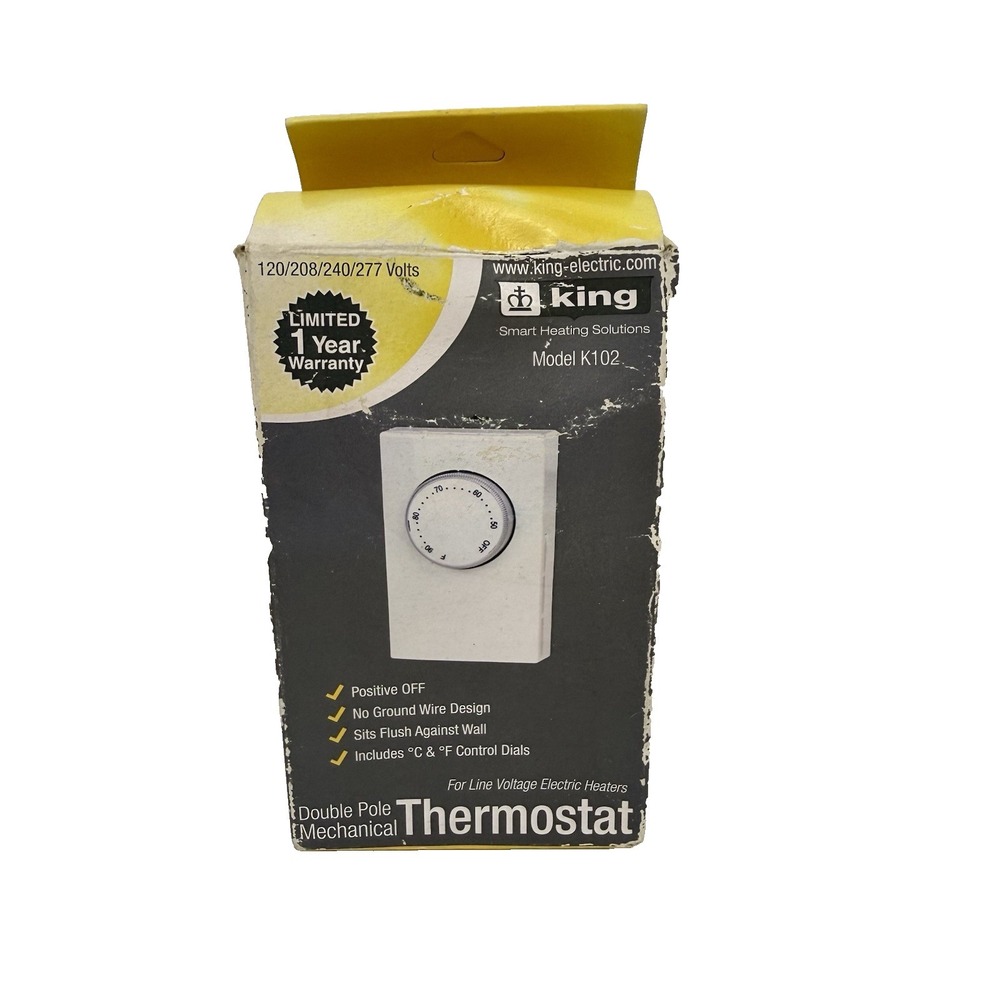 King Smart Heating Solutions Model K102 Double Pole White Thermostat NEW